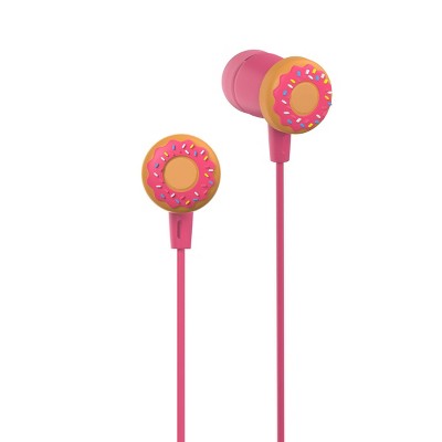 GEMS 'Donut' Novelty Wired Earbuds - Pink: Silicone Cushioned In-Ear Headphones