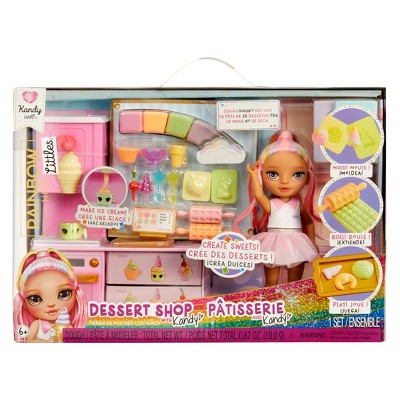 Rainbow High Littles Dessert Shop Playset + Small Doll, Make Ice Cream and Sweets: Includes Figure & Accessories