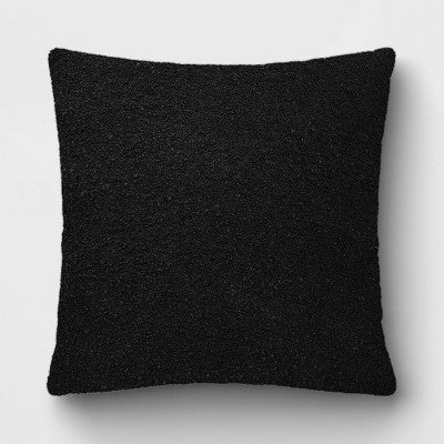 20"x20" Boucle Solid Square Outdoor Throw Pillow Black - Threshold