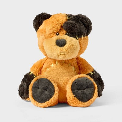 11.5" Orange/Black Frankenbear Stuffed Animal - Gigglescape