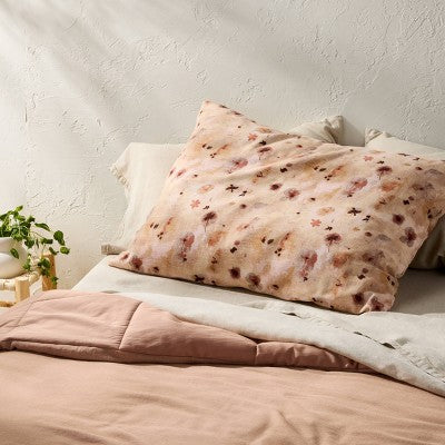 King Euro Heavyweight Linen Blend Throw Decorative Pillow Pressed Floral Print - Casaluna (LOCAL PICKUP ONLY)