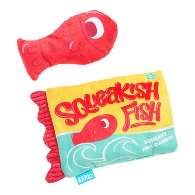 BARK Barkbuster Movie Night Squeakish Fish Dog Food Shaped Plush Toy - 2pc