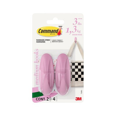 Command 2pk Damage-Free Medium Designer Hooks Lilac Lemonade