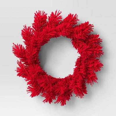 16" Flocked Pine Artificial Christmas Wreath Red - Wondershop