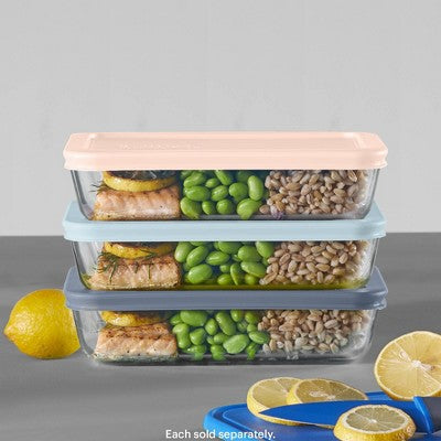 Pyrex 4pc 3c Rectangular Glass Food Storage Container Set Rosewater
