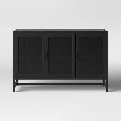 Warwick 3 Door Accent TV Stand for TVs up to 59" Stand Black - Threshold: Transitional Style, Hardwood Frame, Metal Hardware (LOCAL PICKUP ONLY)