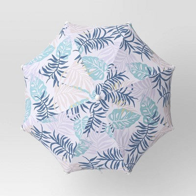 6' Outdoor Patio Beach Umbrella with Fringe Blue - Sun Squad (LOCAL PICKUP ONLY)