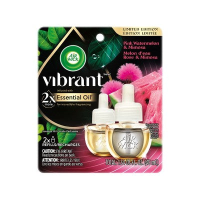Air Wick Vibrant Scented Oil Air Fresheners - Pink Watermelon & Mimosa - 1.34 fl oz/2ct