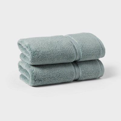 2pk Spa Plush Hand Towel Set Sage Green - Threshold