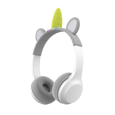 GEMS 'Unicorn' Animal Figural Wireless Headphones - Gray/Green: Over-Ear, Built-In Mic