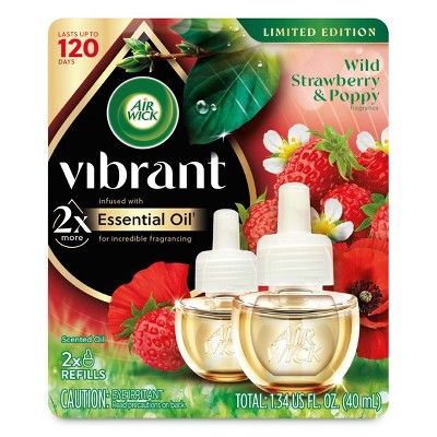 Air Wick Vibrant Scented Oil Air Freshener Refills - Wild Strawberry & Poppy - 0.67 fl oz/2ct