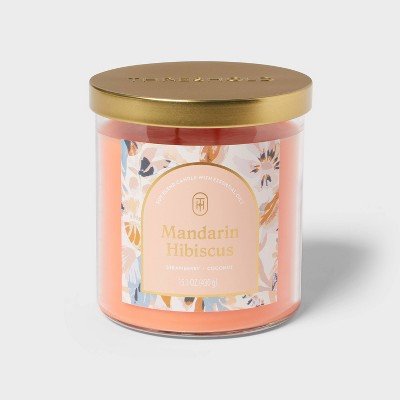 2-Wick Glass Jar Candle with Lid Mandarin Hibiscus 15.1oz - Threshold