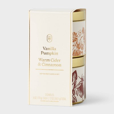 2pk Tin Candle Set Vanilla Pumpkin 6oz - Threshold