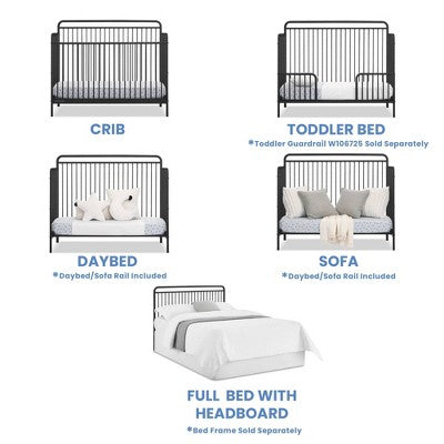 Delta Children Hayden 5-in-1 Convertible Metal Crib - Matte Black (LOCAL PICKUP ONLY)