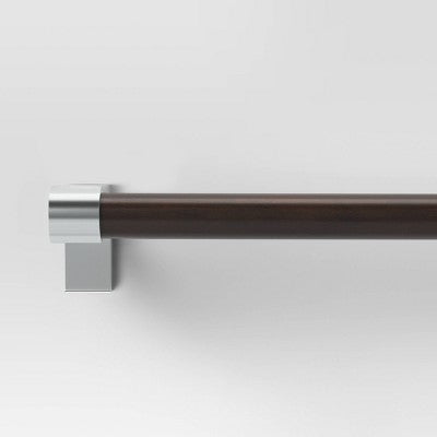 36"-66" Dark Faux Wood Curtain Rod Nickel - Threshold: Single Steel Rod, Quick Mount, 0.875" Diameter
