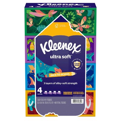 Kleenex Ultra Soft 3-Ply Facial Tissue - Back-to-School Pack - 4pk/480ct