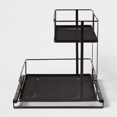 2 Tier Slide Out Under Vanity Matte Black - Brightroom: Steel Organizer for Bathroom, Portable Storage Bin