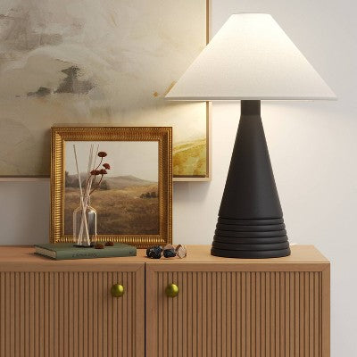 Ceramic Table Lamp with Tapered Shade Black - Threshold