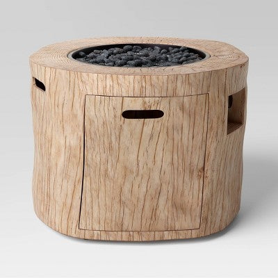 Weathered/Natural Finish Statement LP Round Outdoor Fire Table Natural - Threshold: Patio Heater, Lava Rocks Included (LOCAL PICKUP ONLY)