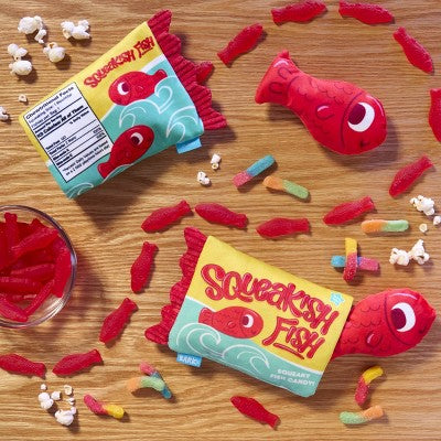 BARK Barkbuster Movie Night Squeakish Fish Dog Food Shaped Plush Toy - 2pc