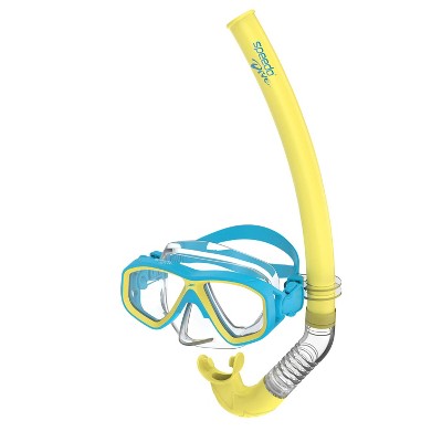 Speedo Kids' Classic Surf Gazer Mask Snorkel Set - Yellow/Blue: Ages 3-6, Polycarbonate