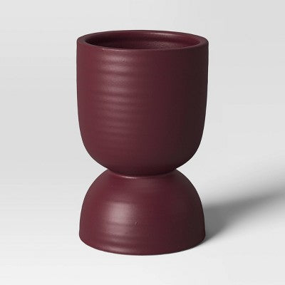 Ceramic Citronella Hourglass Cotton Wick Outdoor Candle Burgundy 10oz - Threshold