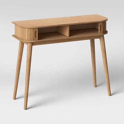 Adelpha Console Table with Sliding Doors Natural - Threshold: Rubberwood Frame, Ash Veneer, Entryway Storage (LOCAL PICKUP ONLY)