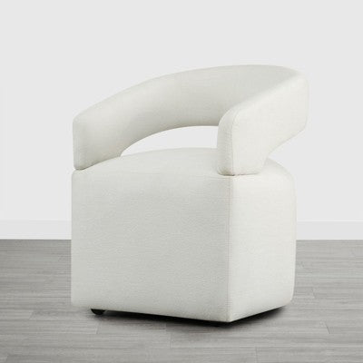 Spruce&Spring Modern Mobile Dining Chair with Casters & Open Back, Single , Ivory (LOCAL PICKUP ONLY)