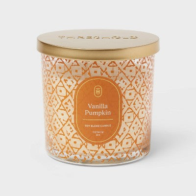 Vanilla Pumpkin Jar Candle Orange White 12oz - Threshold