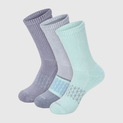 Hanes Women's Absolute Wellness 3pk Non-Binding Crew Socks - Green 5-9: Cotton Blend, Cushioned Sole, Arch Support, Seamless Toe