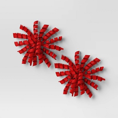 2ct Curl Swirl Grosgrain Christmas Decorative Bow Red - Wondershop