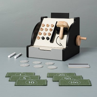 Toy Cash Register Set - Hearth & Hand with Magnolia: Wooden, Educational Math Playset, 17pc, Ages 3+