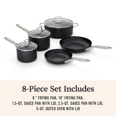 Calphalon 8pc Hard Anodized Aluminum Nonstick Cookware Set: Tempered Glass Lids, Dishwasher & Oven Safe (LOCAL PICKUP ONLY)