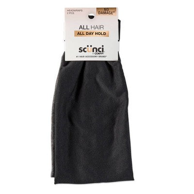 scunci No Damage Total Comfort Extra Wide Headbands - Gray/Black - 2pcs
