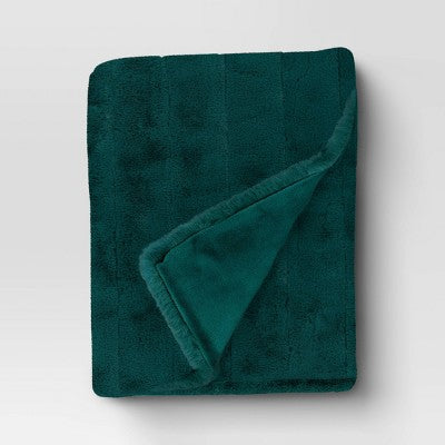 Channel Faux Fur Throw Teal - Threshold