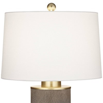 360 Lighting Gilson 24 3/4" High Modern Glam Luxe Table Lamps Set of 2 Gold Textured Gray Finish Ceramic White Shade Living Room Bedroom Bedside (LOCAL PICKUP ONLY)