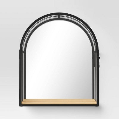 12"x14" Arched Mirrored Display Box Black - Threshold: Modern Vertical Decor with Shelf