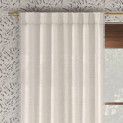 50"x84" Blackout Slub Weave Raw Edge Curtain Panel Ivory - Threshold