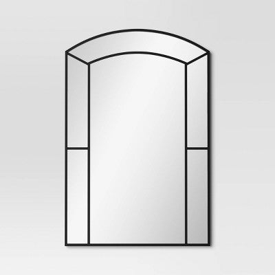 24"x 36" Window Pane Wall Mirror Black - Threshold: Modern Style, Rounded Rectangle, No Assembly Required (LOCAL PICKUP ONLY)