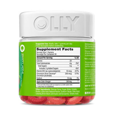 OLLY Metabolism Gummy Rings with Apple Cider Vinegar, Vitamin B12 & Chromium - Apple - 30ct