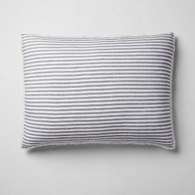King Euro 26''x34'' Heavyweight Linen Blend Stripe Decorative Throw Pillow Dark Gray - Casaluna: Removable Cover, Indoor Use