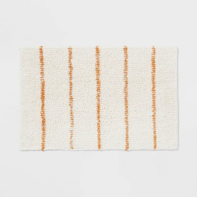 20"x30" Modern Tufted Stripe Bath Rug Yellow/Cream - Threshold