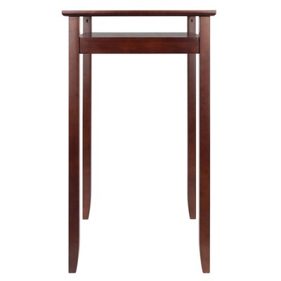Halo Square Bar height Table with Glass Top Wood/Walnut - Winsome: Storage Shelf, Modern Style, Kitchen Display (LOCAL PICKUP ONLY)