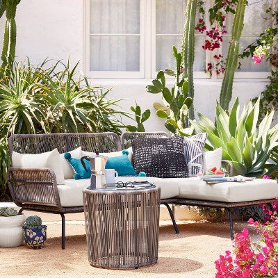 Latigo Outdoor Patio Sectional Sofa Gray/Brown/Linen - Threshold (LOCAL PICKUP ONLY)