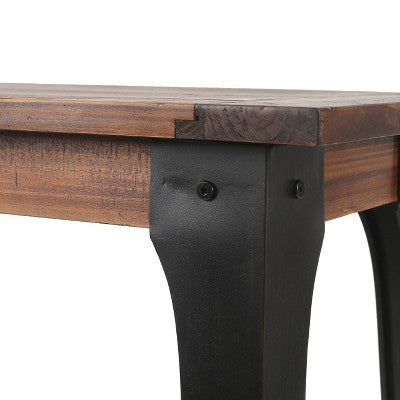 LuxenHome Dark Brown Wood and Black Metal 1-Shelf Console and Entry Table (LOCAL PICKUP ONLY)