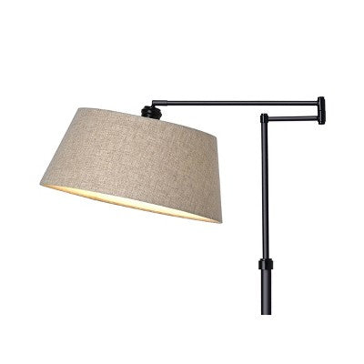 58.5"x17" Traditional Oil Rubbed Swing Arm Floor Lamp Brown - Threshold: Adjustable, Linen Shade, Metal Body