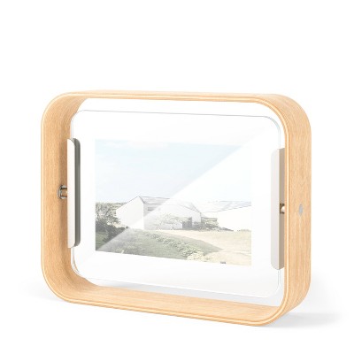Umbra 5"x7" Bellwood Picture Frame Natural: Beechwood, Double-Sided, Adjustable, Tabletop Display