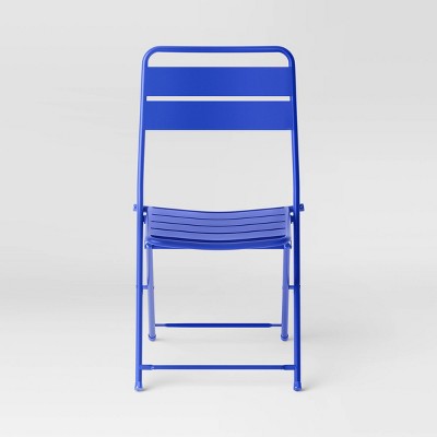 Metal Slat Folding Chair Blue - Room Essentials (LOCAL PICKUP ONLY)