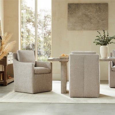 Spruce&Spring Dining Arm Chair with Caster Wheels Fabric Fully Assembled, Single, Green, Fabric (LOCAL PICKUP ONLY)