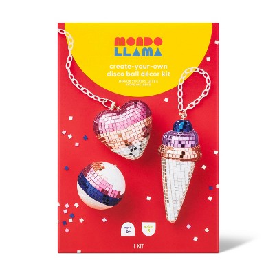 Disco Ball Decor Craft Kit - Mondo Llama: DIY Art Kit, Non-Toxic, Includes Glue & Figurines, Ages 6+